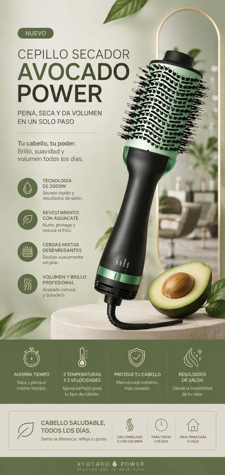 Cepillo Secador Aguacate