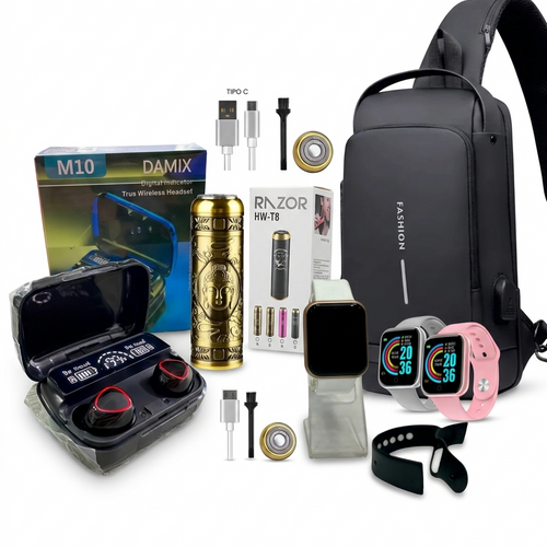 Bolso Antirobo+ Smartwatch + Audifonos + Miniafeitadora